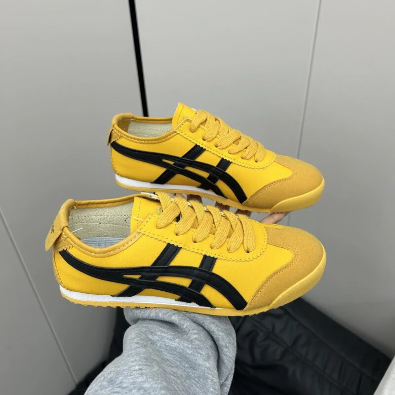 春夏鬼冢虎高颜值潮流百搭校园休闲鞋皮面男女帆布鞋情侣透气运动鞋耐磨 米909 44