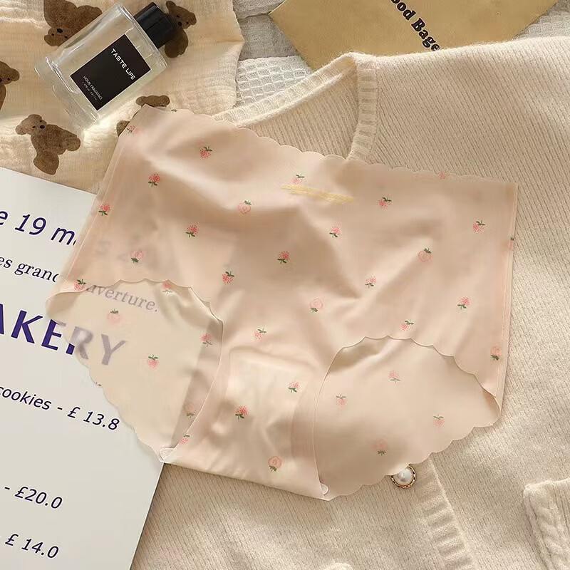 诗莉奥（SHILIAO）内裤女冰丝无痕草莓少女性感蜜桃臀3D面膜裤裸感女生包臀三 混色5条 均码 110-140斤