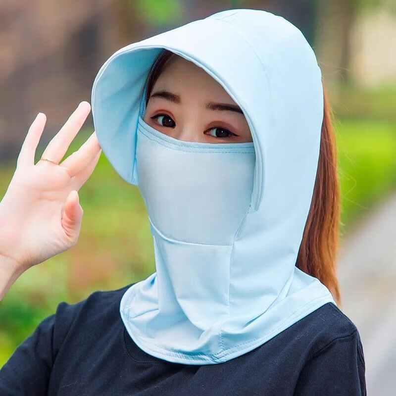 全脸遮阳帽子女夏季防晒帽防晒户外骑行护颈面罩太阳帽薄款 粉色【1个】冰丝大檐帽