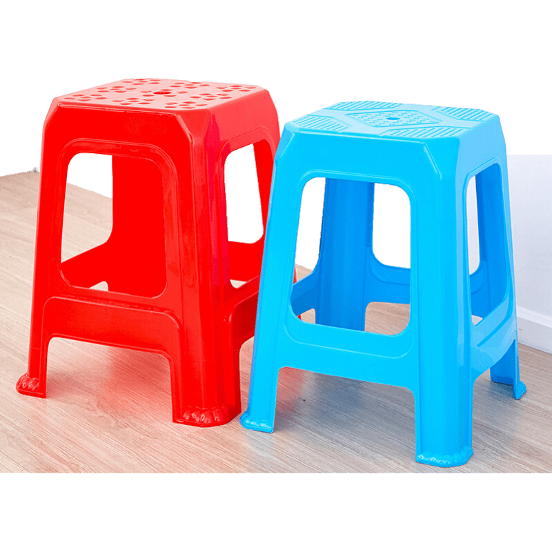 塑料凳子家用加厚成年人方凳板凳换鞋凳高凳餐桌椅子塑胶凳子餐厅凳子 加厚款红色10张