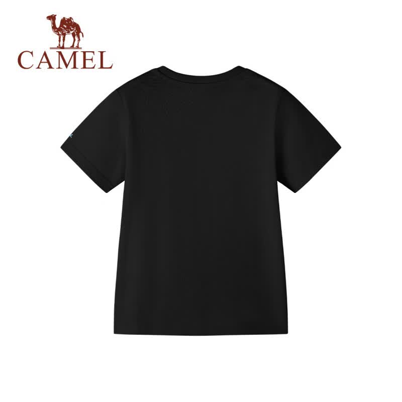 骆驼(CAMEL)儿童速干T恤春夏凉感运动短袖上衣透气男童女童 幻影黑 120