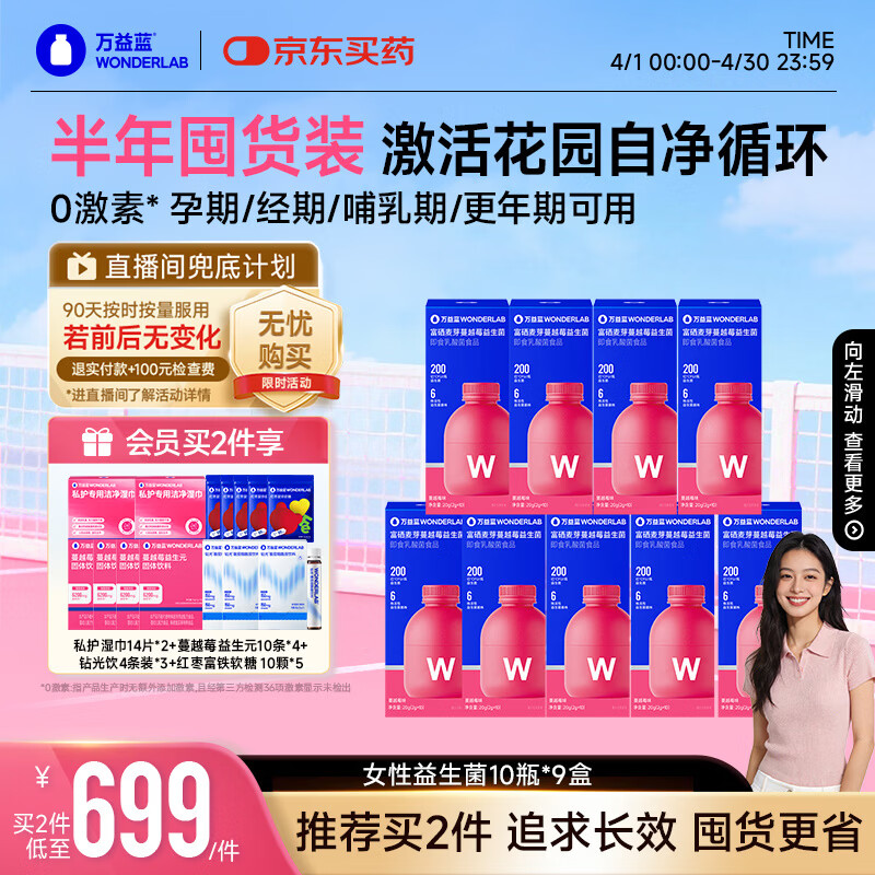 万益蓝WonderLab 蔓越莓女性益生菌90瓶 成人孕妇私处益生菌 女性健康