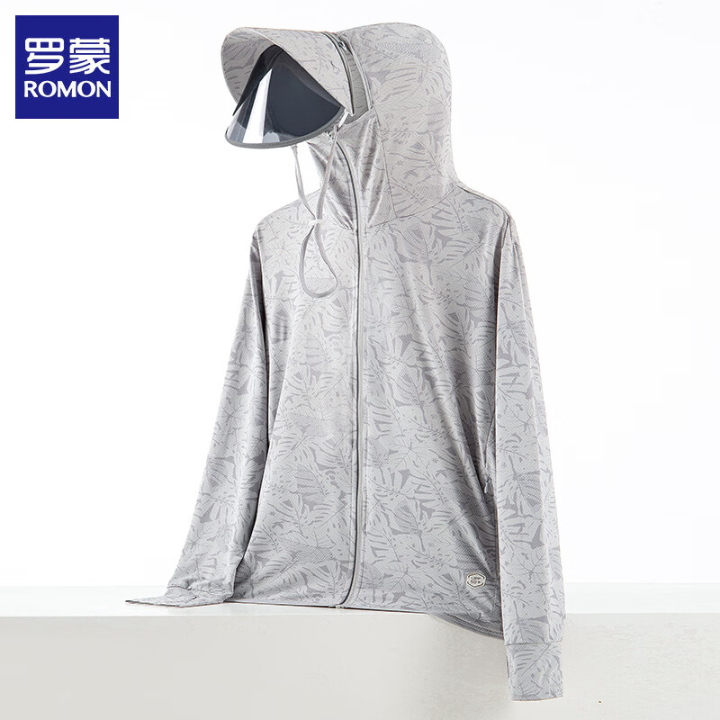 罗蒙（ROMON）夏季新款情侣防晒衣男女款皮肤衣透气凉感防晒服外套男装上衣 枫叶灰色-男款 3XL 京东折扣/优惠券