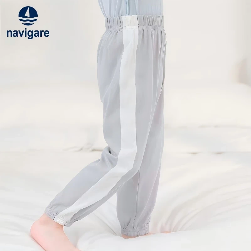 NAVIGARE【棉】意大利小帆船男童裤子儿童轻薄长裤26夏童装 浅灰 120