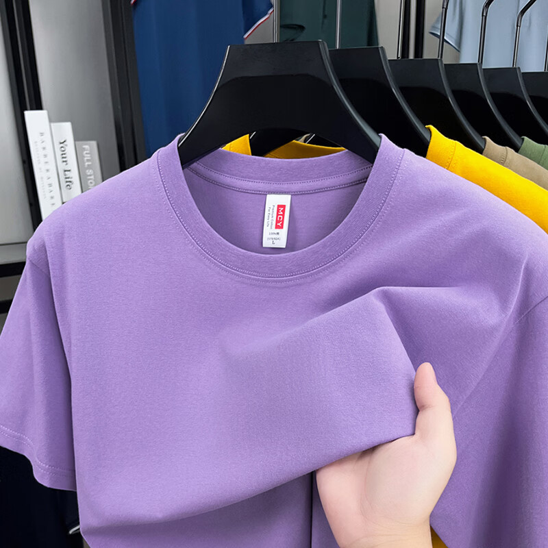 尺度保罗重磅210g100%纯棉圆领短袖T恤男士薄款吸汗透气宽松休闲半袖小白t AA9010深灰 2XL 推荐155-175斤