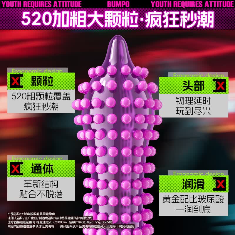 凹凸公子避孕套带刺阴狼牙大颗粒螺纹凸点延时安全套女性秒喷快潮情趣套 【颗粒初体验装】G点颗粒+豹舌+蘑菇头颗粒