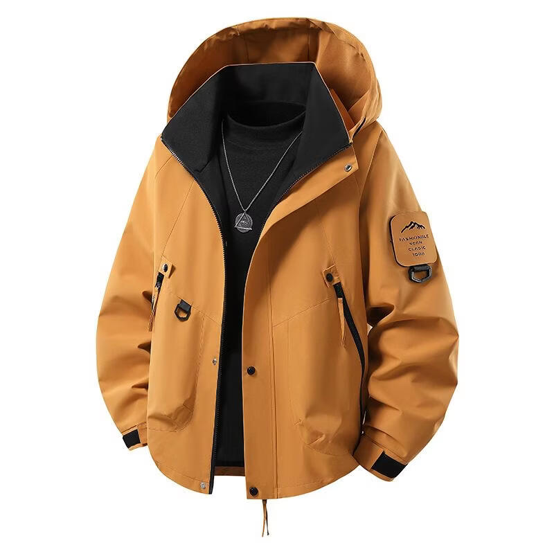 绿蜜蜂【多巴胺色系秋季男女同款美式宽松防风冲锋衣户外潮流外套8053 字母黑 3XL 建议185-210斤