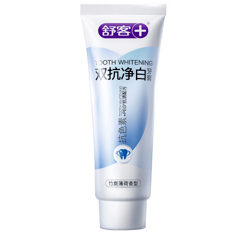舒客肖战同款双抗净白美白牙膏 去色素去牙渍去黄亮白男士65g 薄荷味
