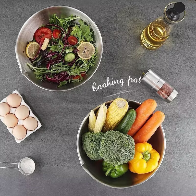 不锈钢料理盆碗打蛋和面沙拉凉拌水果煮面家用和面盆 两个