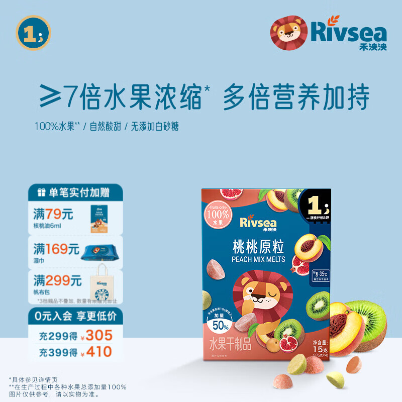 禾泱泱水果原粒 儿童零食 水果溶豆 FD冻干入口易溶 无添加白砂糖 1阶≥7倍水果浓缩 桃桃原粒15g