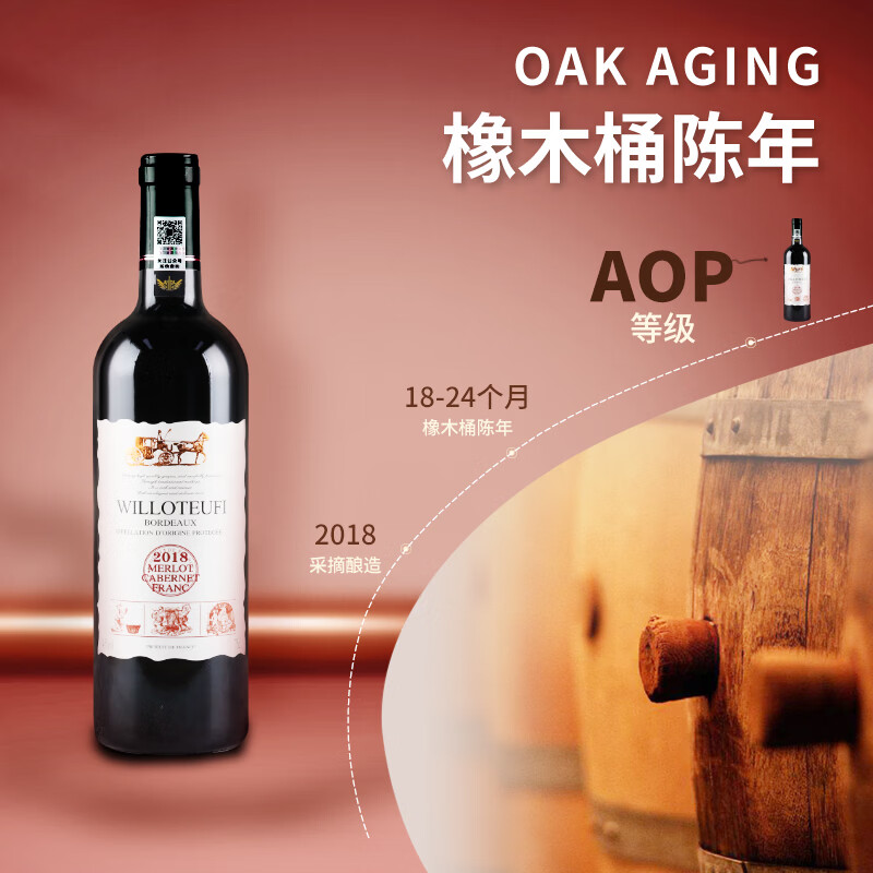 威珞特菲法国波尔多AOP 原瓶进口霍姆斯干红葡萄酒高度红酒14.5度750ml 整箱6瓶装