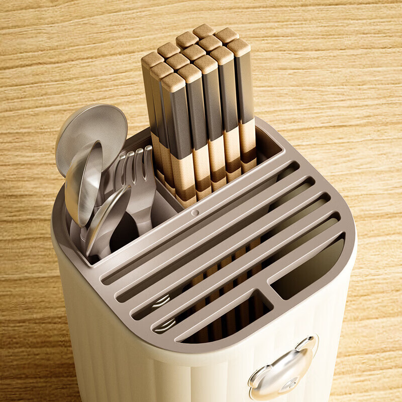 洋臣厨房小熊刀架置物架家用多功能筷筒笼菜刀架具勺子一体收纳盒 白色小熊刀架 1个 【可沥水】