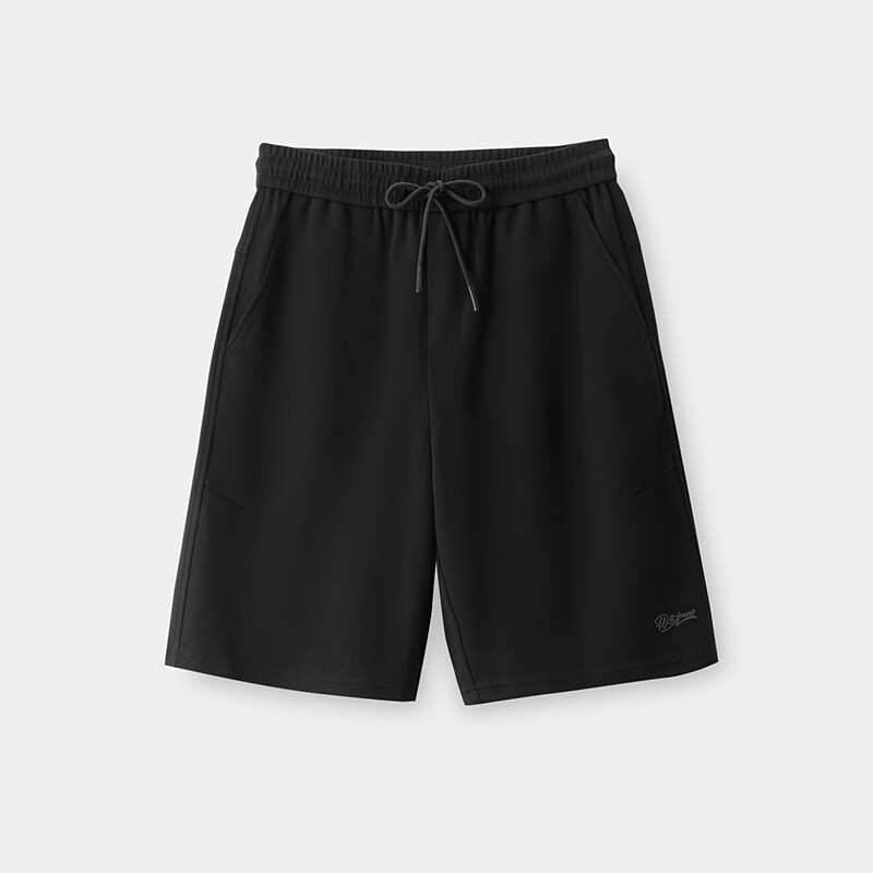 黑鲸(HLAJEANS)海澜之家旗下腰间抽绳休闲中裤男2026年夏季新品直筒短裤 黑色02 2XL