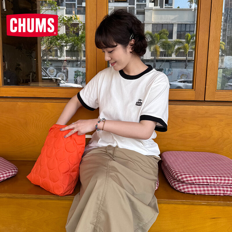 CHUMS洽洽鸟短袖T恤户外运动休闲男女款休闲简约复古撞色包边CH01-2708 CH01-2708-W049 M (170)