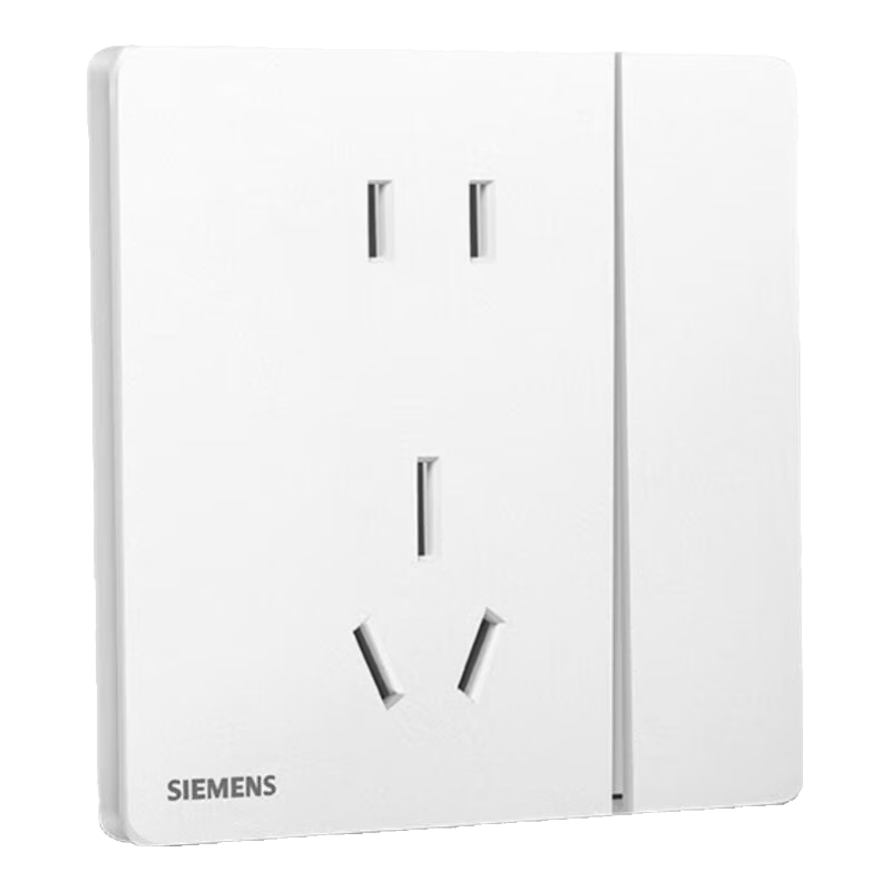 西门子（SIEMENS）开关插座面板 哑光纤薄款 墙面86型暗装插座 驭彩系列奶油白 五孔带单开