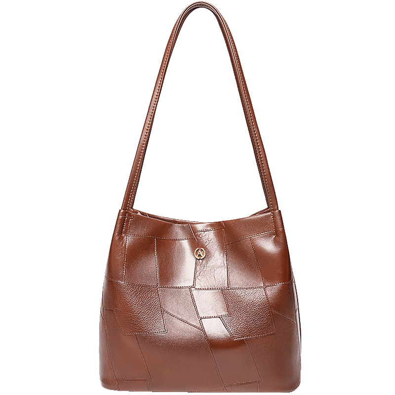 奥康（Aokang）包包女包手提包新款复古托特包印花斜挎单肩包生日礼物高级感实用 艺术拼贴咖啡色-BG703175