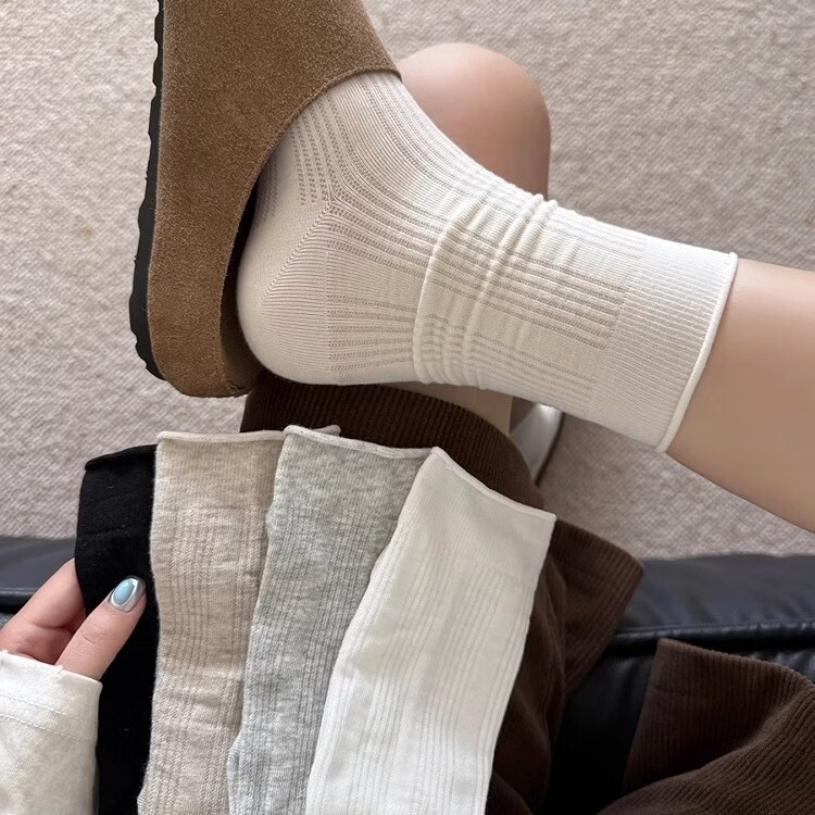 无骨袜子女夏季薄款纯色中筒袜镂空卷边透气2026新款芭蕾风堆堆袜 两双随机 请亲备注 2双 均码 【极致抗起球】