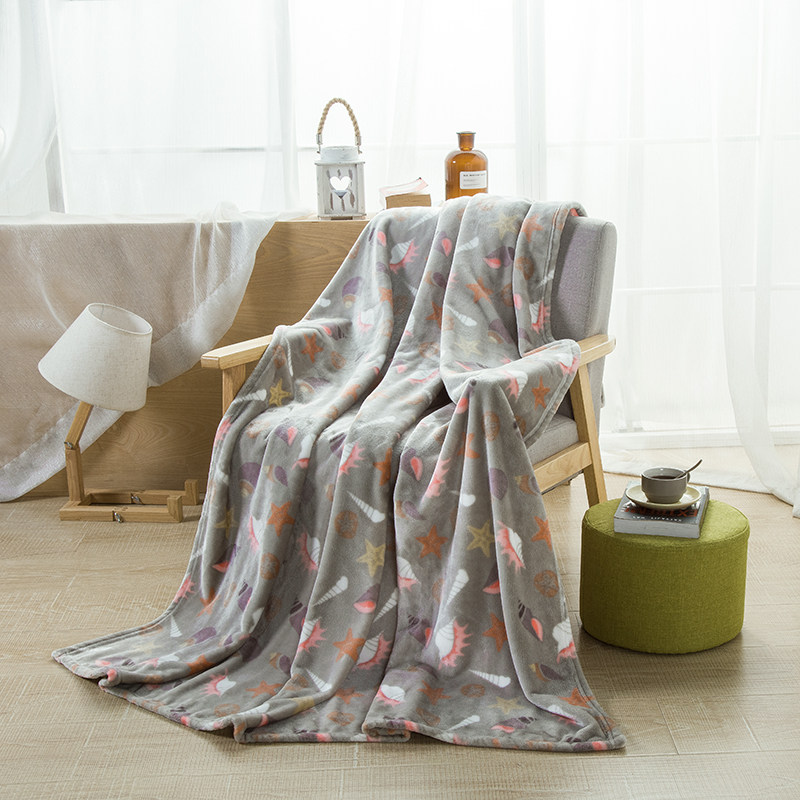 毛毯被子加厚冬季法兰绒毯宿舍学生珊瑚绒床单人办公室午睡小毯子 听海 150/cm*200/cm