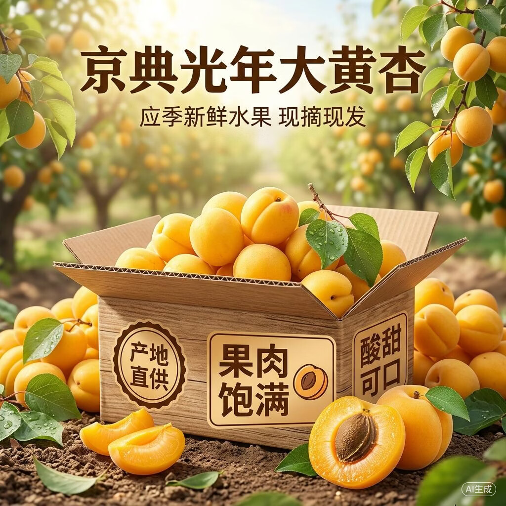 京典光年 大黄杏 应季新鲜水果 现摘现发 3斤 京东折扣/优惠券