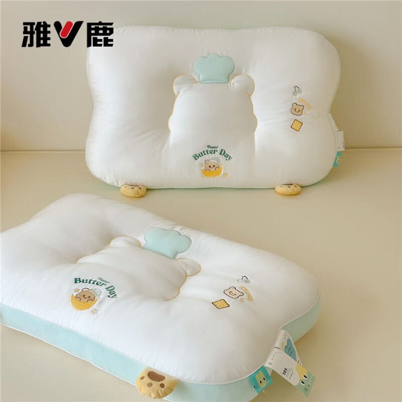 雅鹿宿舍家用亲肤护颈分区立体刺绣奶油小熊枕头枕芯 奶油小熊枕 单只 成人款（48*74cm）