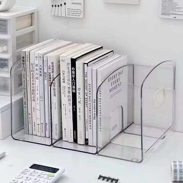 桌面书立书架亚克力透明学生收纳办公室宿舍ins简易置物架简约 一个