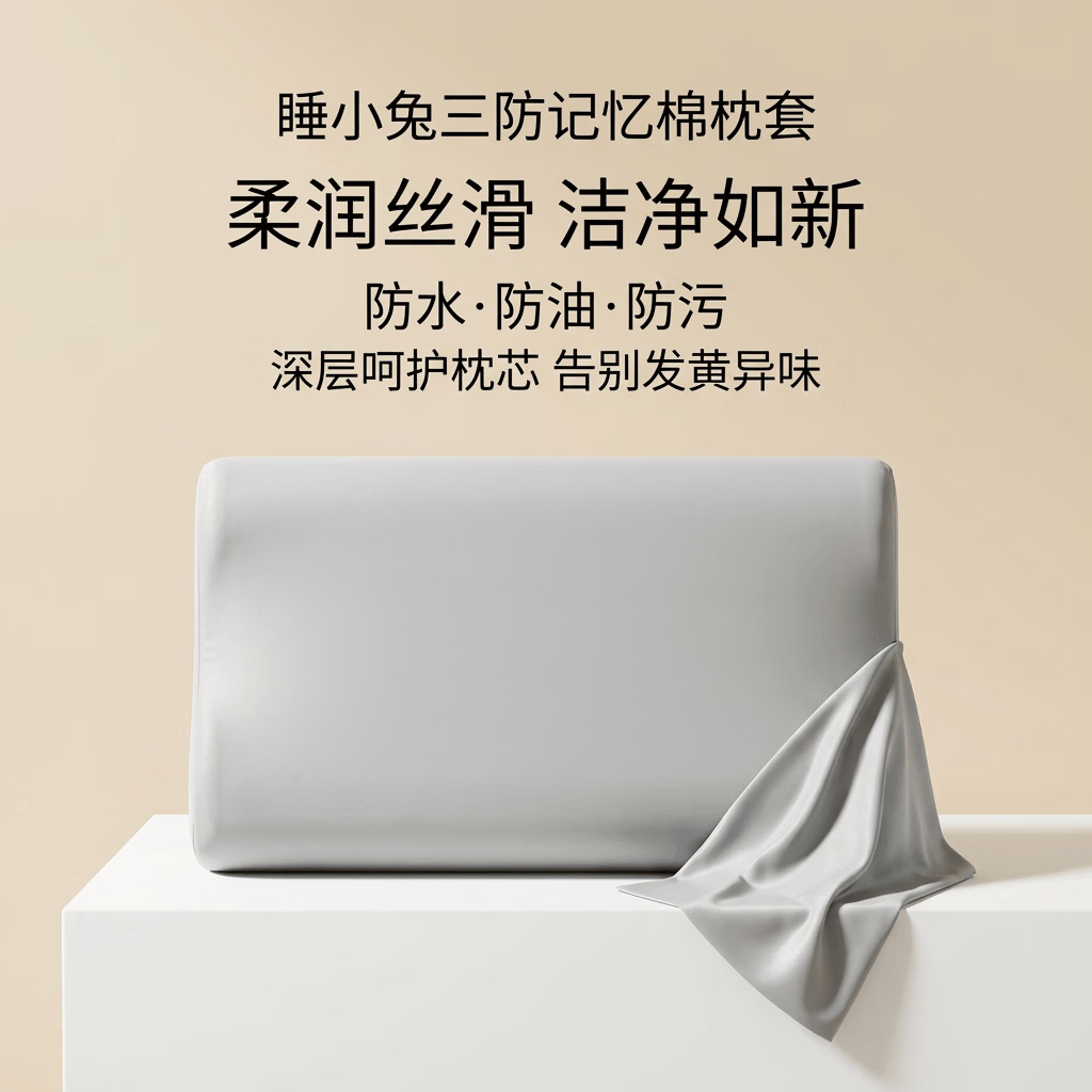 睡小兔慢回弹颈椎记忆护颈枕酒店深睡枕头学生宿舍枕芯礼物 慢回弹零压枕 单只 三防灰色[枕芯+枕套]