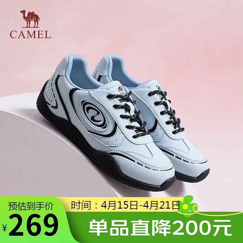 骆驼（CAMEL）【王俊凯同款】月牙2.0德训鞋女运动休闲鞋 L25S577059C 蓝色 36