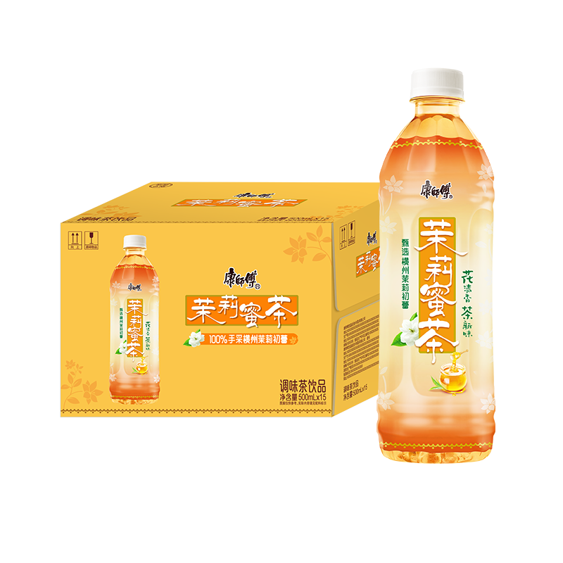 康师傅 茉莉蜜茶500ml*15瓶 茉莉味饮料饮品量贩装整箱 热门商品