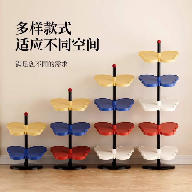 艾格辰多巴胺蝴蝶玄关鞋架家用儿童入户小型空间多层鞋子神器收纳鞋柜子 多巴胺5层 加厚