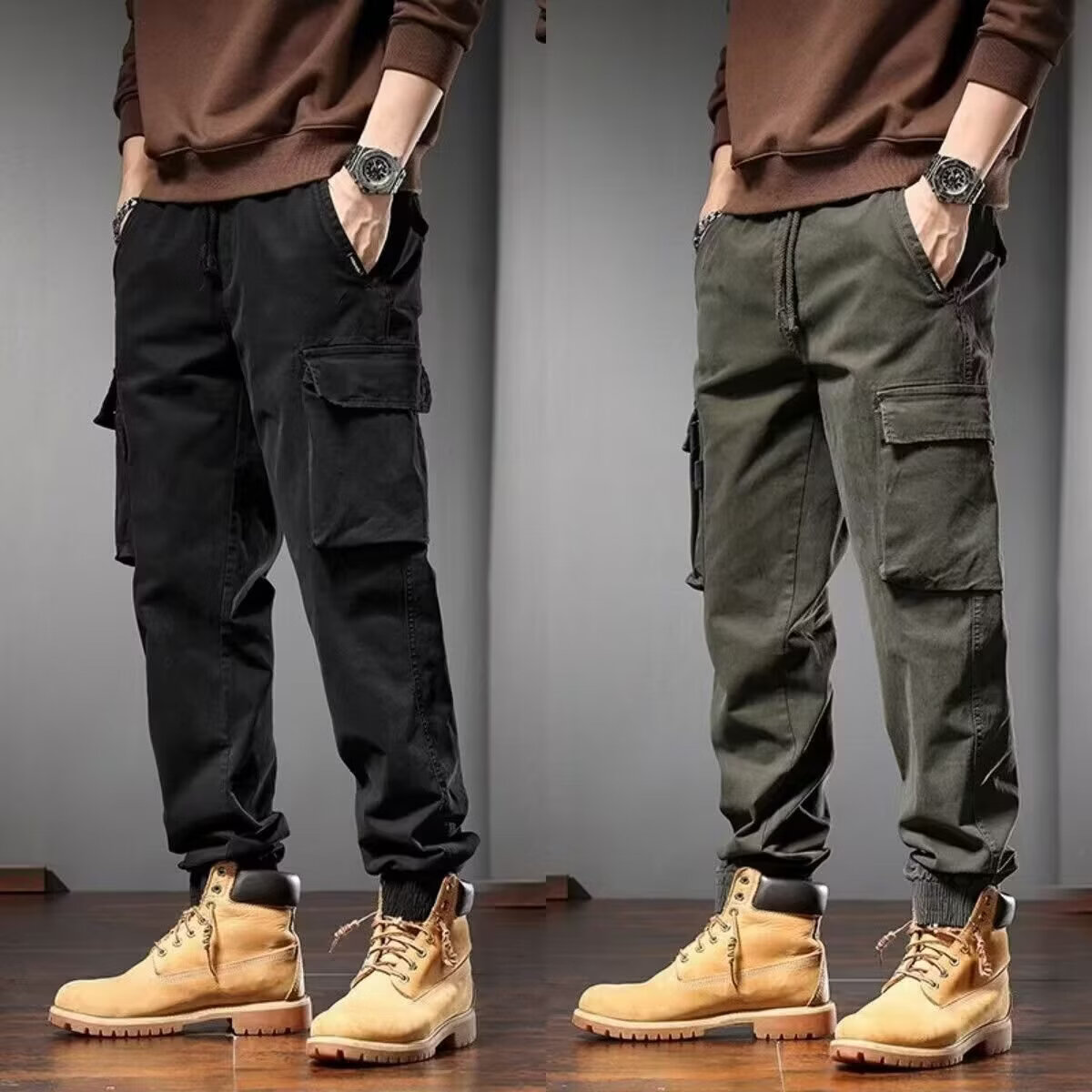 蝴蝶曼2026水洗做旧牛仔裤男秋季宽松复古工装裤直筒休闲裤潮 黑色 3XL