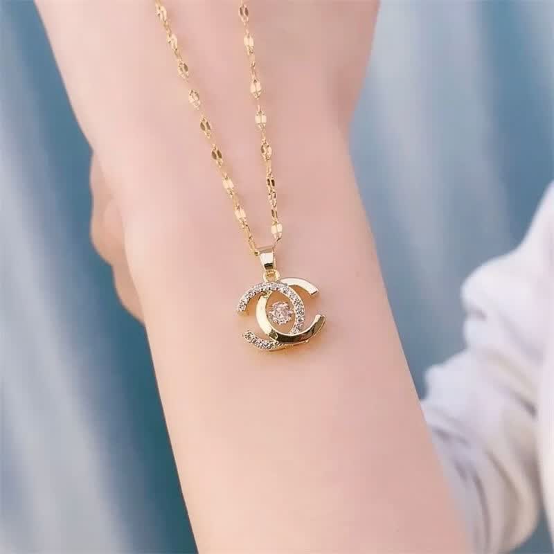 【店铺热推】高级设计感灵动双C项链小众轻奢锁骨链颈链吊坠 【带礼盒】高级轻奢项链