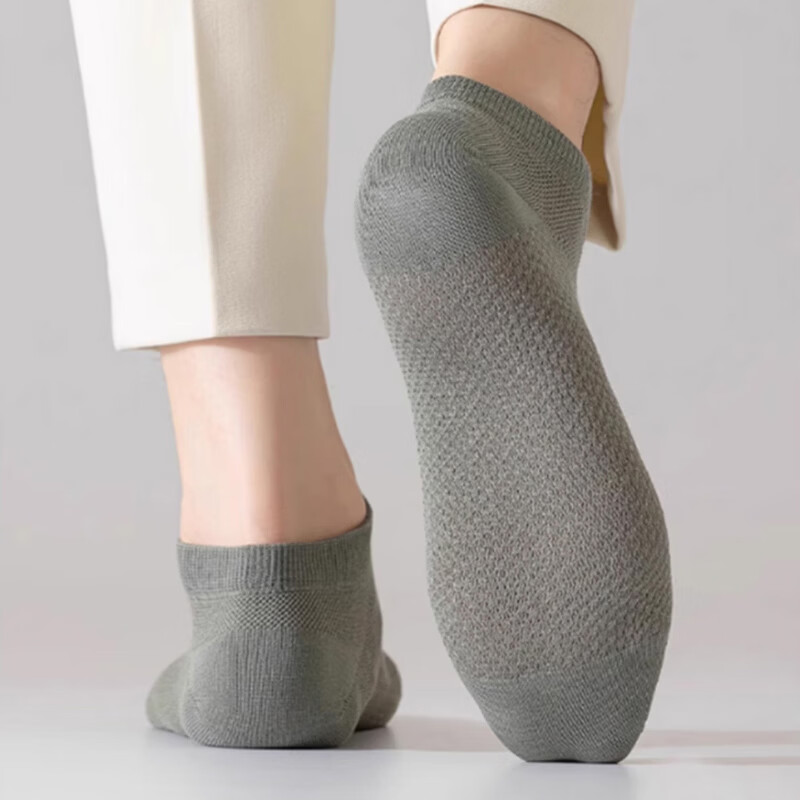 北极绒（Bejirog）男士袜子夏季薄款网眼防臭袜吸汗透气抗菌不掉跟船袜 随机 10双