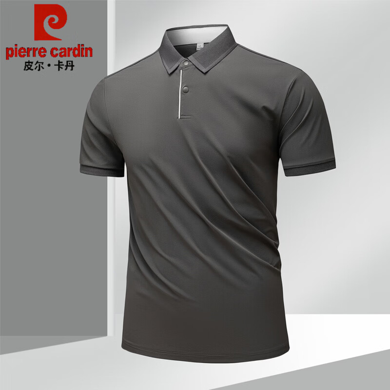 皮尔卡丹 7A抗菌冰丝抗皱polo衫短袖男士夏新款透气弹力顺滑运动速干T恤衣 黑色 【7A抗菌高弹冰丝】 3XL [建议170-185斤]
