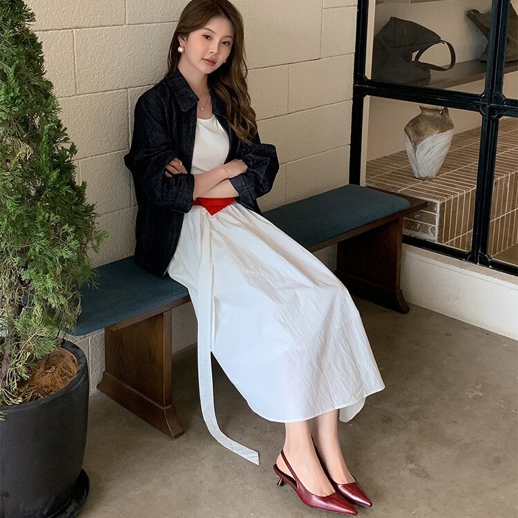 卡迪娜小猫跟凉鞋包头半拖鞋女夏季外穿新款尖头凉拖鞋女小香风平底单鞋 红色 42