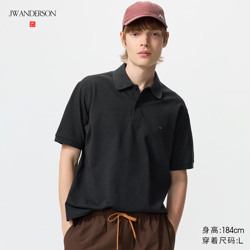 优衣库合作款/男装女装快干POLO衫/短袖T恤482304 09 黑色 L