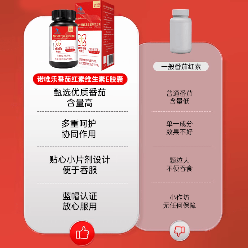 诺唯乐番茄红素维生素E胶囊 健康活力1瓶装