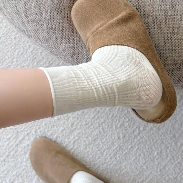 无骨袜子女夏季薄款纯色中筒袜镂空卷边透气2026新款芭蕾风堆堆袜 两双随机 请亲备注 2双 均码 【极致抗起球】