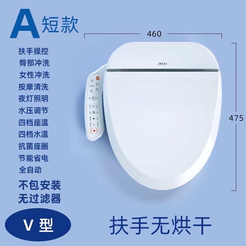 智美佳华（ZMJH）智能马桶盖即热式洁身器坐便盖板烘干全自动冲洗加热圈免费安装 A2无暖风V型短款