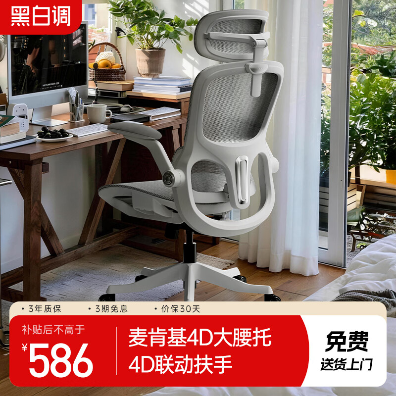 黑白调P2Pro二代人体工学椅电脑椅办公椅电竞椅子人工力学座椅4D腰托