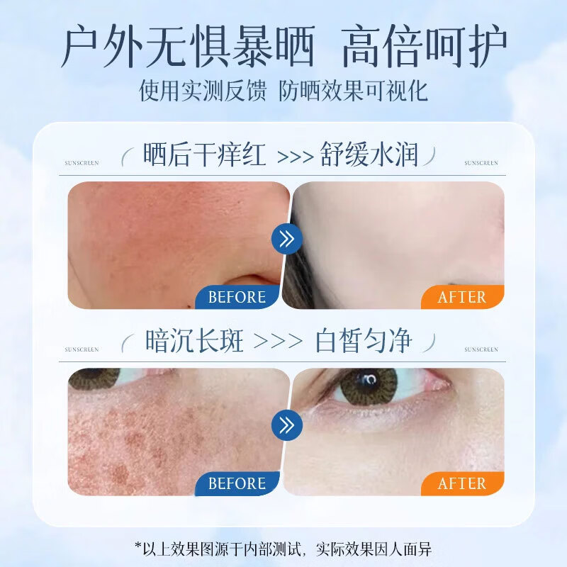 伊罗曼（YILOMOS）美白隔离防晒乳SPF50+多效合一防紫外线防水防汗清爽养肤隔离防晒 高倍防晒60g×2瓶
