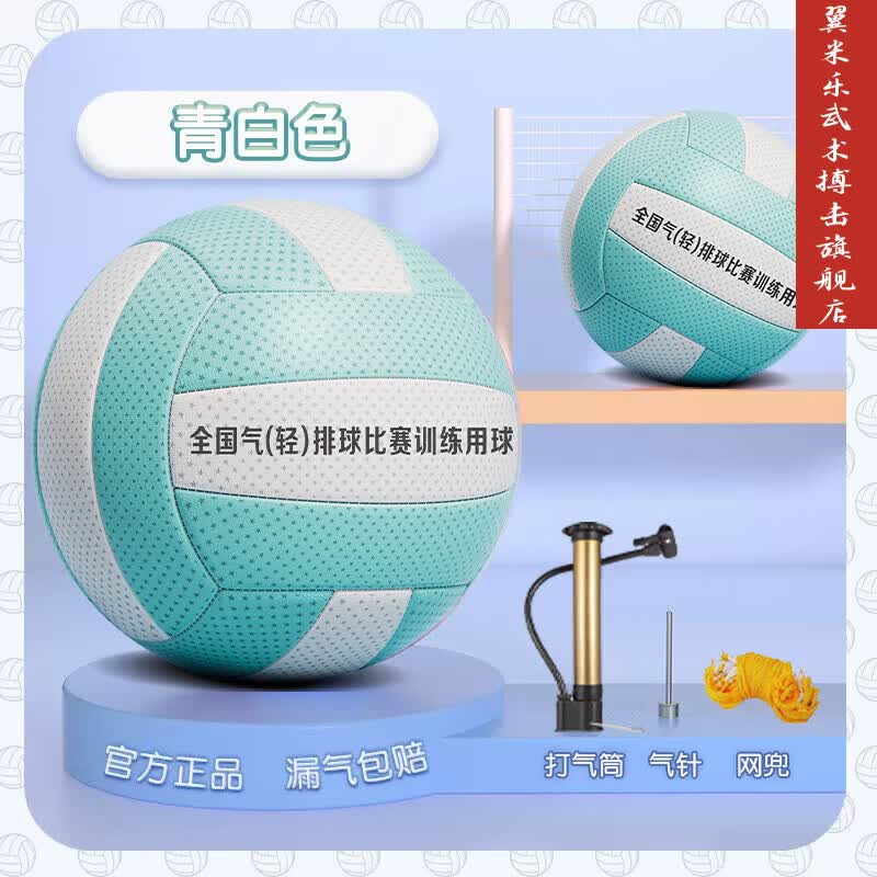翼米乐排球中考学生专用5号硬排初中生比赛训练专用排球4号小学生软排 5号 超轻气排青白色中小学