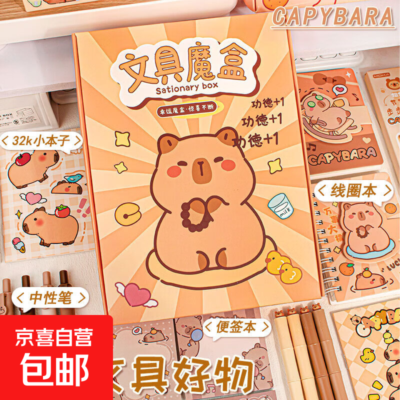 学生奖品文具盲盒励志文字文具套装幸运文具礼盒盲盒 佛系卡皮-A5