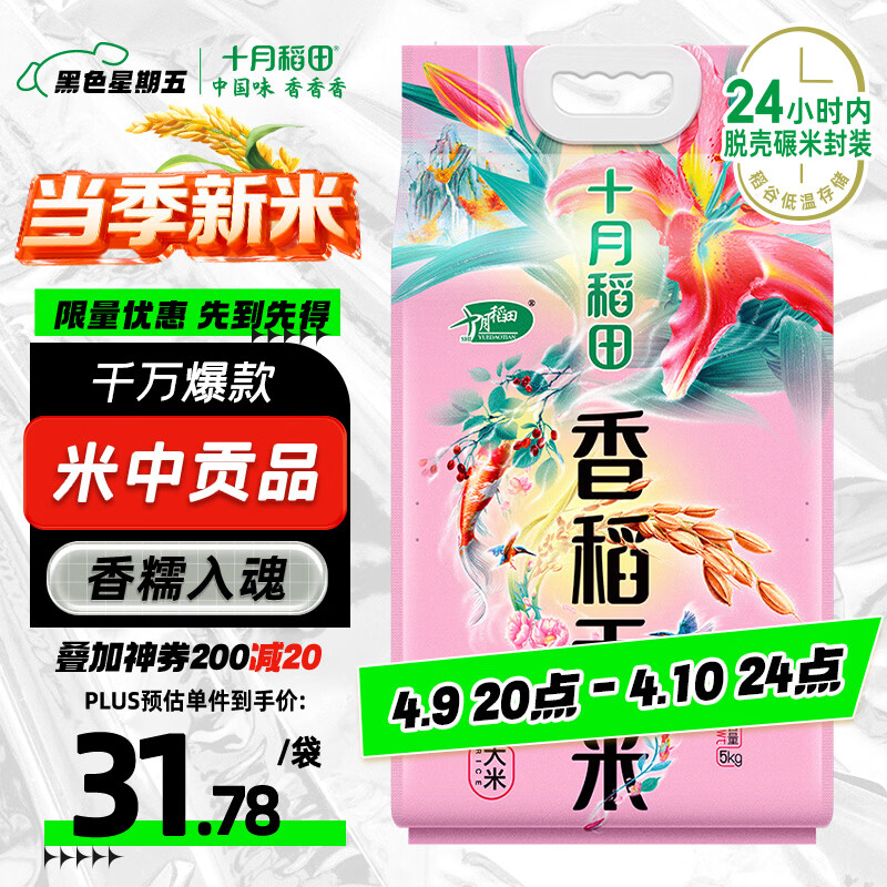 十月稻田 十月稻田 当季新米 香稻贡米 东北大米 5kg（香米 粳米十斤）