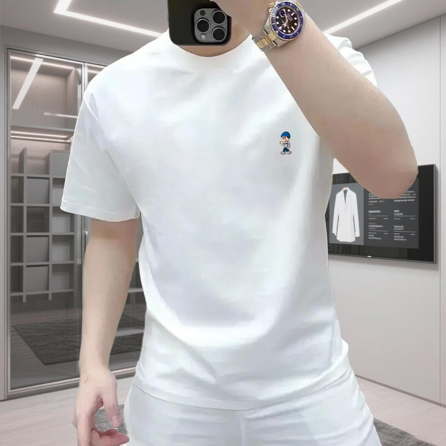 【专柜轻奢】夏季新款潮牌印花短袖T恤男宽松休闲半袖圆领打底 白色 2XL 140-160斤]