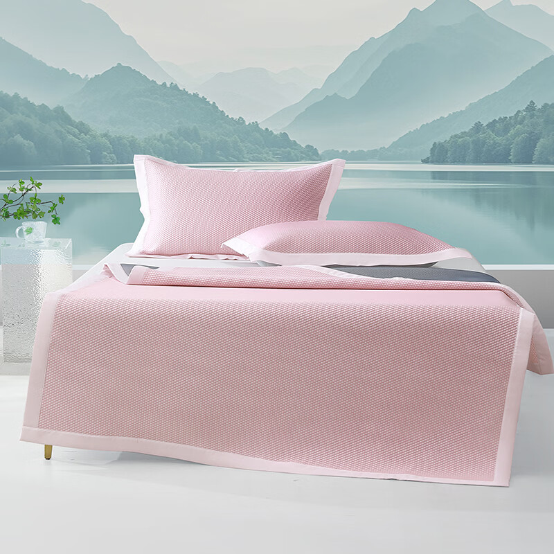 百丽丝凉席 A类抑菌可机洗软凉席 夏季清凉床上用品 凉茶哆哆·暮云粉抗菌可水洗软凉席 120cm×195cm