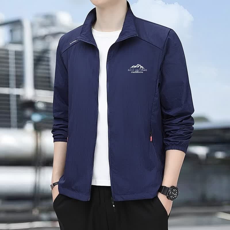 【降价三天】山峰印花2026夏季男士冰丝薄款防光暴晒钓鱼外套wwh 深蓝色 2XL 125斤-140斤