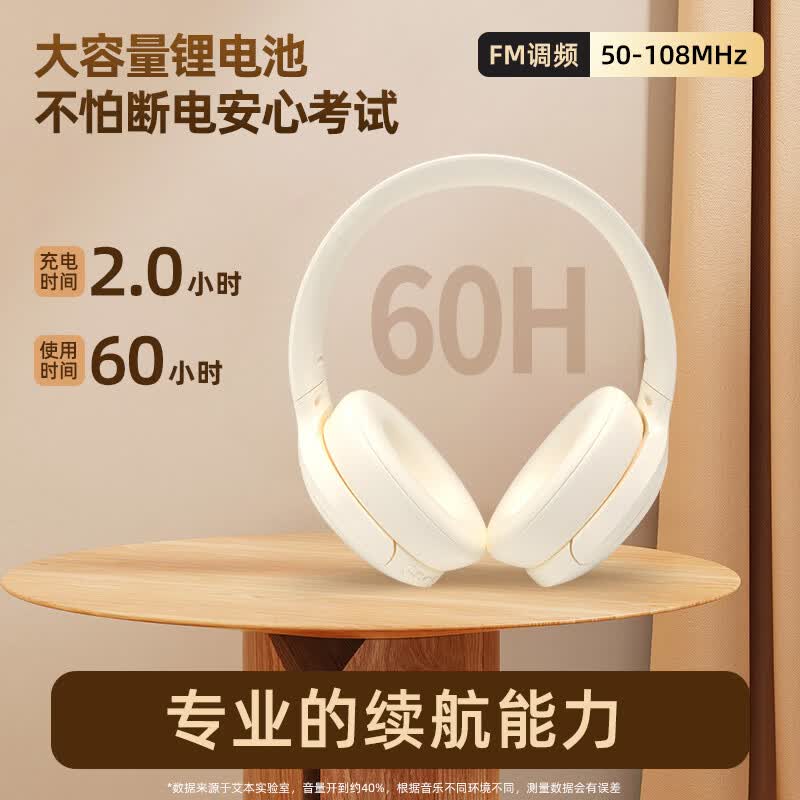 艾本（AIBEN）英语四六级听力耳机可调频考试专用大学四级六级调频FM收音机头戴式蓝牙耳机专四专八听力耳机  【正版调频·蓝牙版/收音机】黑色 芯片升级