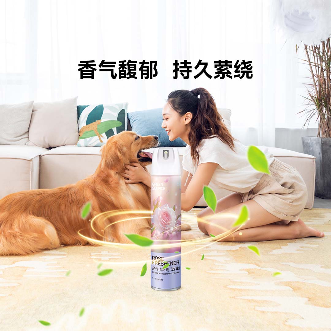 绿之源空气清新剂喷雾 室内浴室卫生间鞋柜除臭除异味香氛持久留香 【玫瑰味】空气清新剂370ml*3