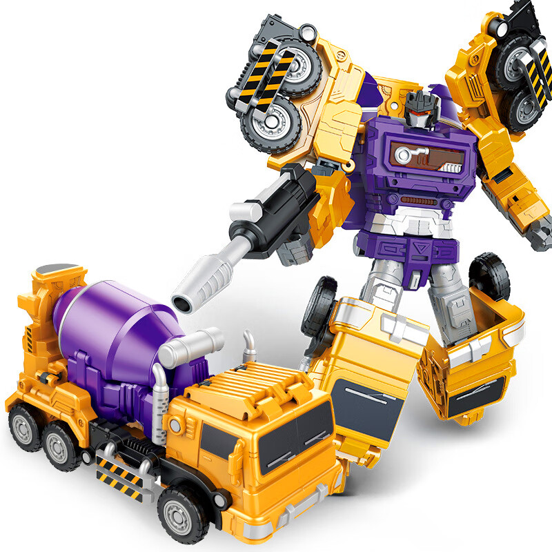 玩控变形汽车模型挖掘机玩具挖土机变形机器人大力金刚儿童工程车套装