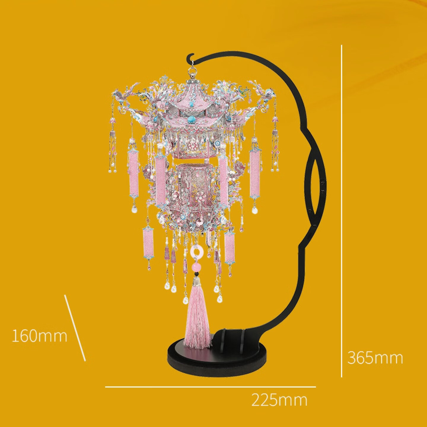 鋼達粉黛凤冠喜灯银色花轿手工diy立体金属拼装模型闺蜜生日结婚礼物 粉黛喜扇 含支架 送钢达工具